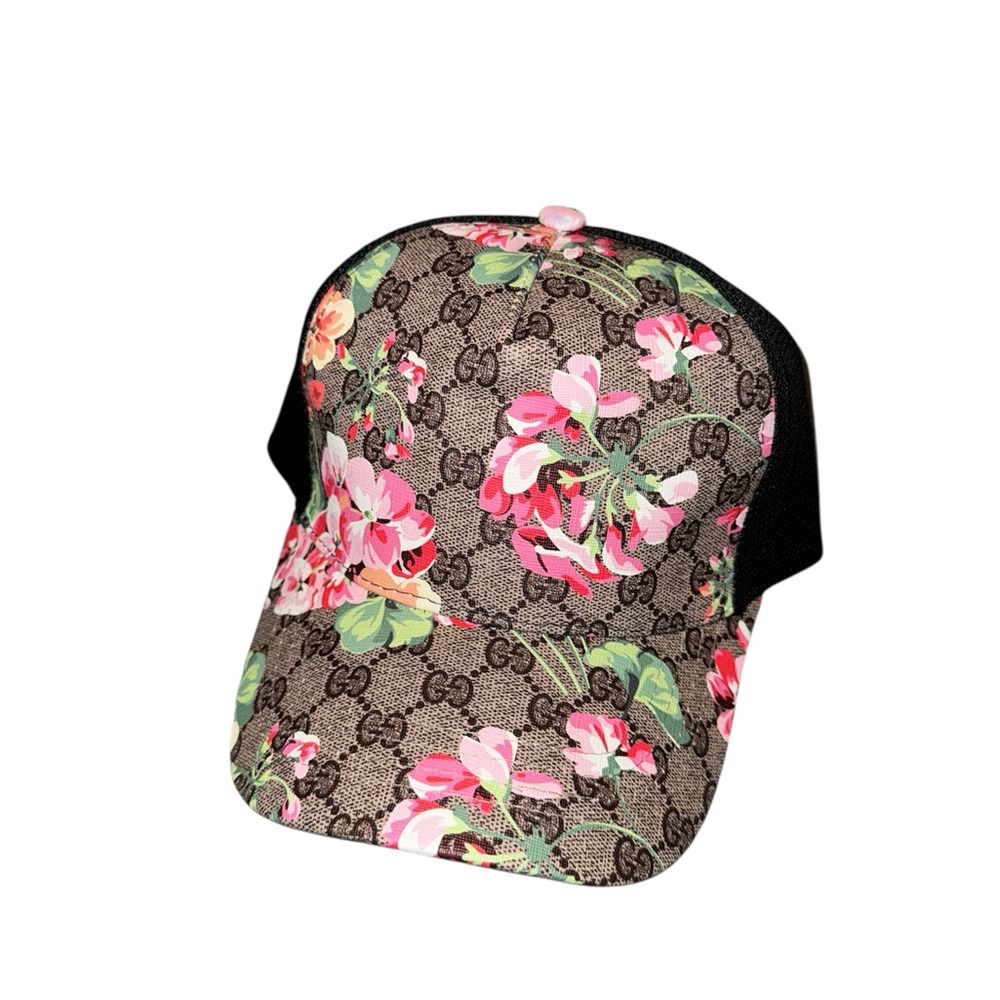 Gucci Floral Print Cap - Pink and Brown